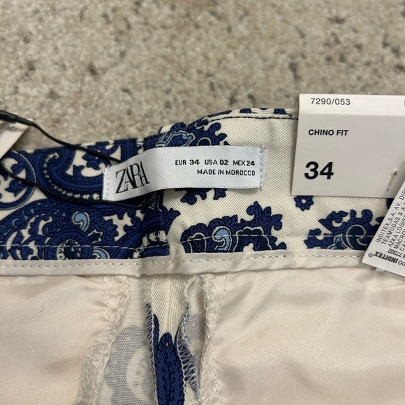 Zara size 2 NWT wild paisley pattern chino pants- super fun - Picture 5 of 14